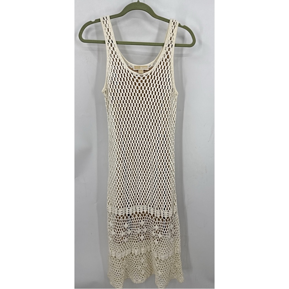 Michael Kors ivory crochet midi dress/bathing suit, cover-up M
